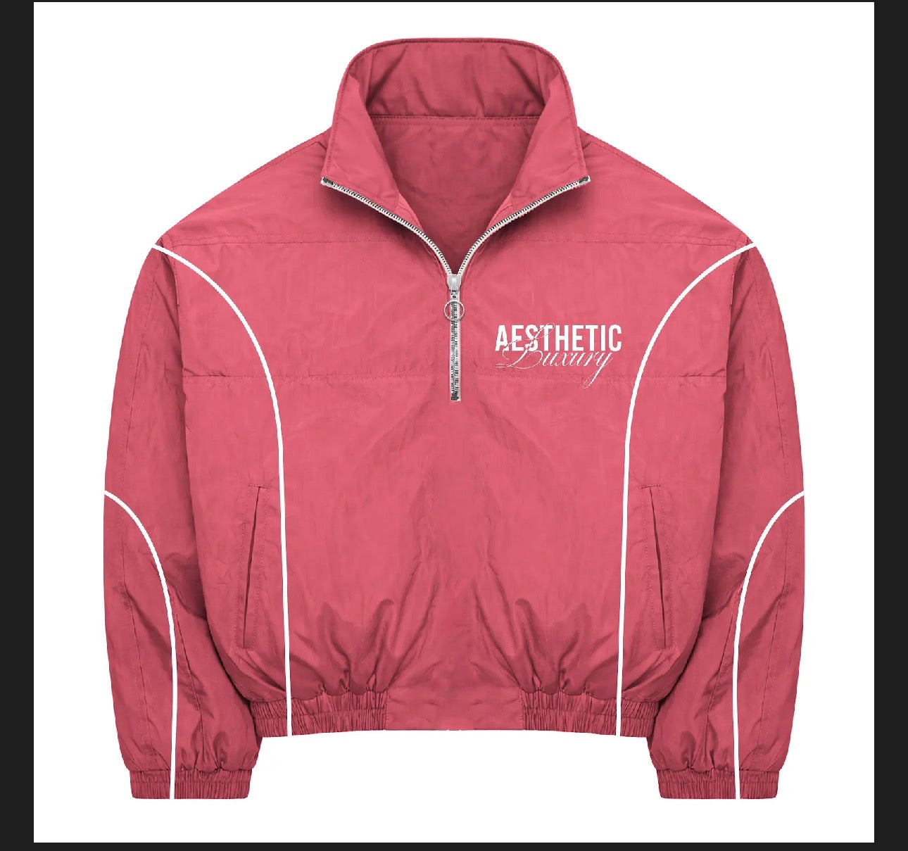 Hot Pink Quarter Zip Windbreaker Jacket