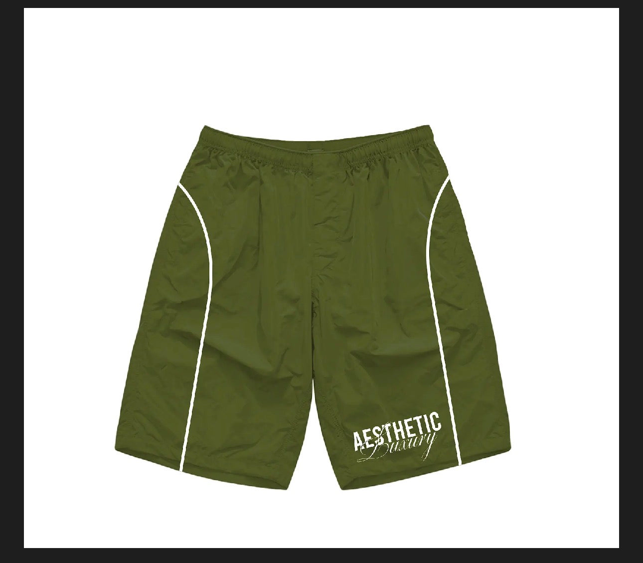 Olive Green Windbreaker Shorts
