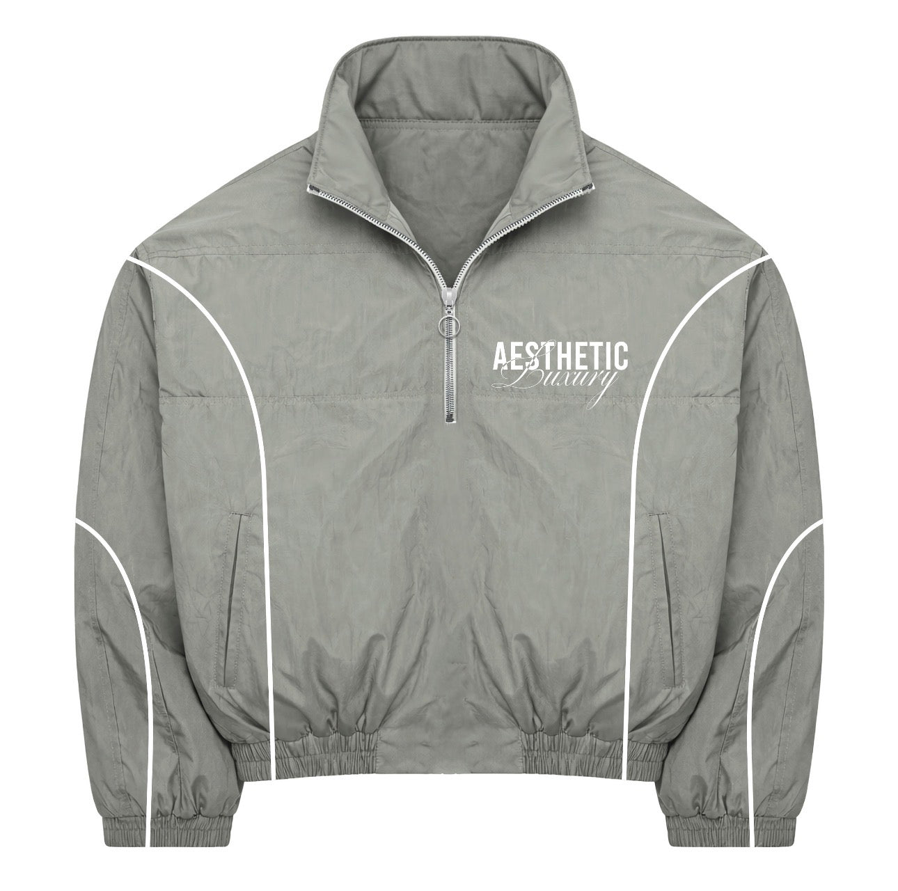Grey Quarter Zip Windbreaker Jacket