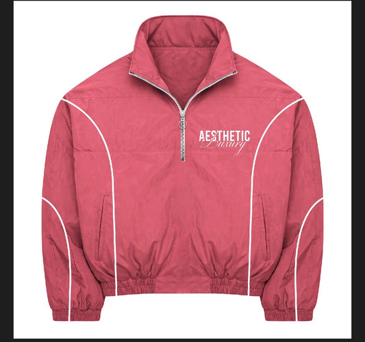 Hot Pink Quarter Zip Windbreaker Jacket